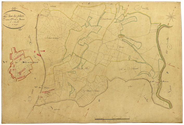 Dun-les-Places, cadastre ancien : plan parcellaire de la section C dite de Bonaré, feuille 2