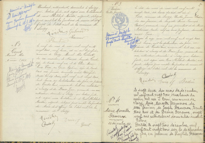 Saizy : actes d'état civil.