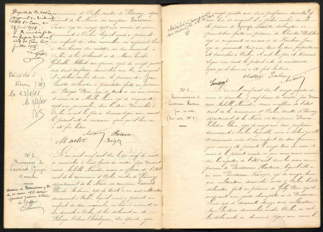 Oulon : actes d'état civil.