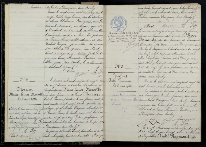 Dampierre-sous-Bouhy : actes d'état civil.