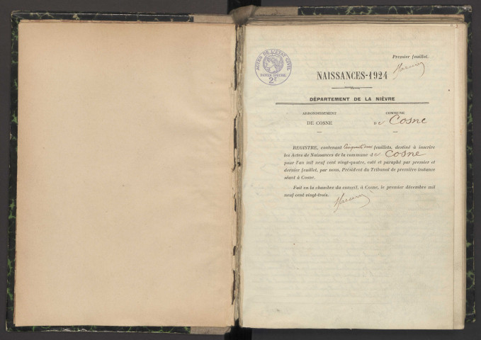 Cosne-sur-Loire : actes d'état civil.