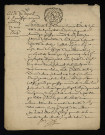 Couvent de Moulins-Engilbert, consignation au greffe de la correspondance passive du père de Lyon, franciscain à Thiers (département du Puy-de-Dôme) : acte de dépôt (21 mai 1747), lettres reçues du provincial de Lyon (département du Rhône) (mars 1747).