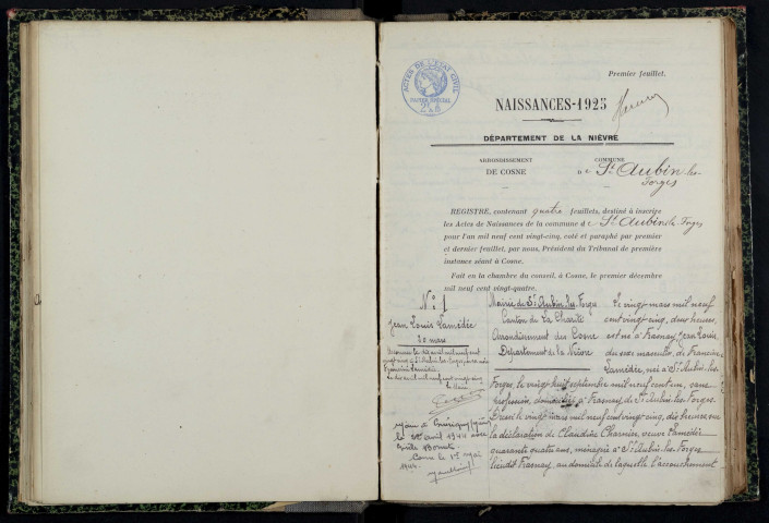 Saint-Aubin-les-Forges : actes d'état civil.