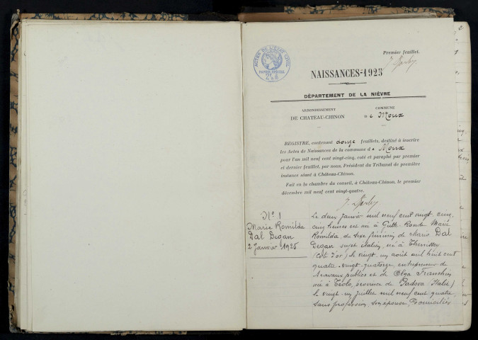 Moux-en-Morvan : actes d'état civil.