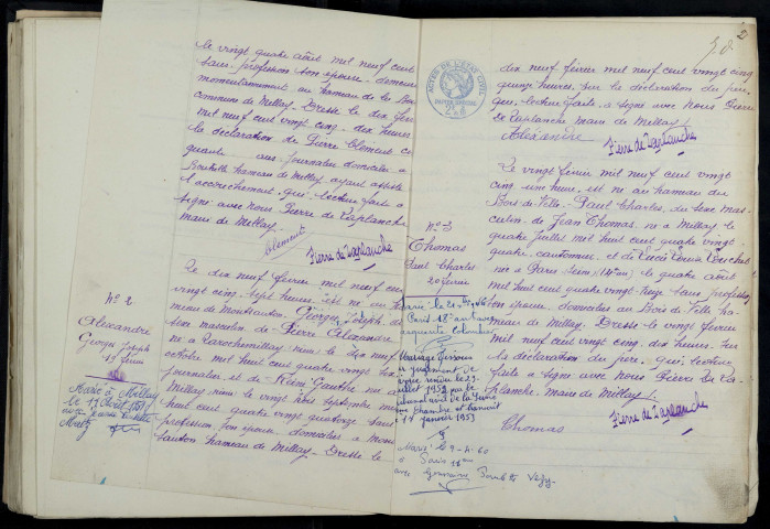 Millay : actes d'état civil.