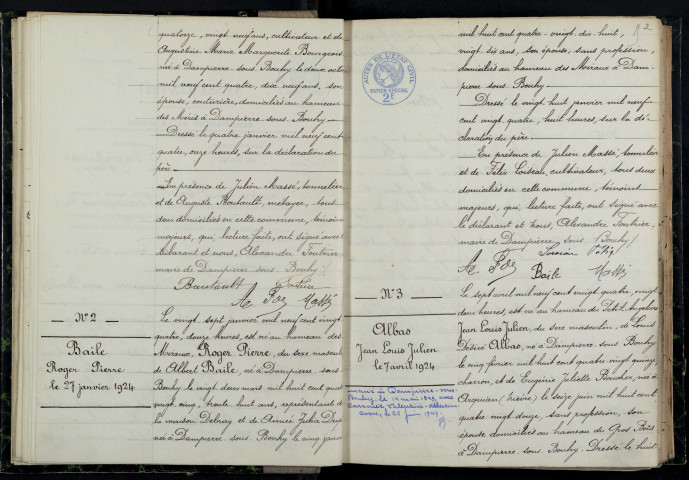 Dampierre-sous-Bouhy : actes d'état civil.