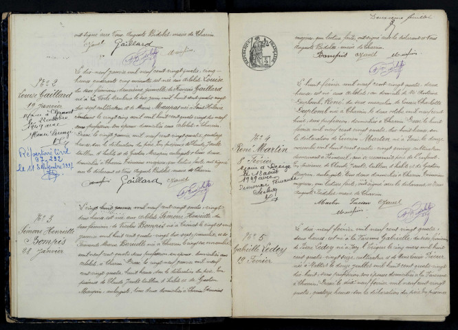 Charrin : actes d'état civil.