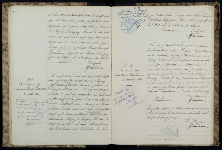 Ougny : actes d'état civil.