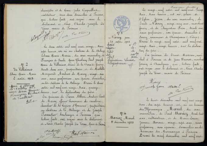 Poiseux : actes d'état civil.