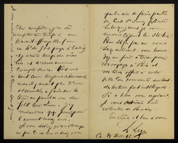 LÉGER (Louis), écrivain (1843-1923) : 52 lettres, 1 lettre de François Coppée.