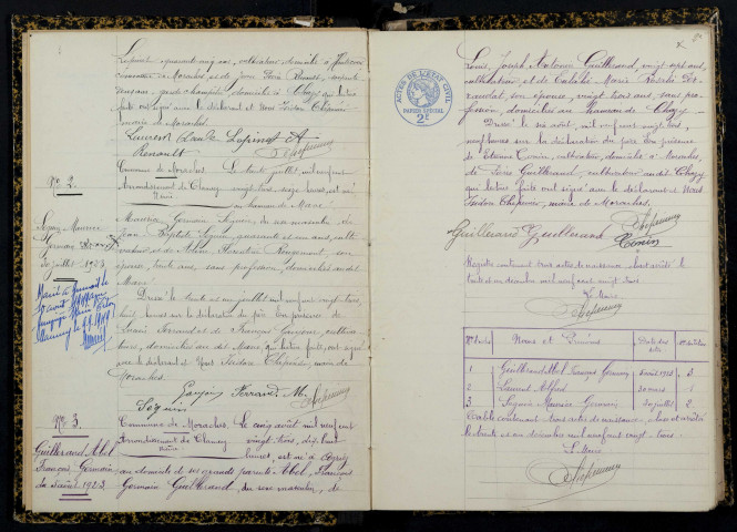 Moraches : actes d'état civil.