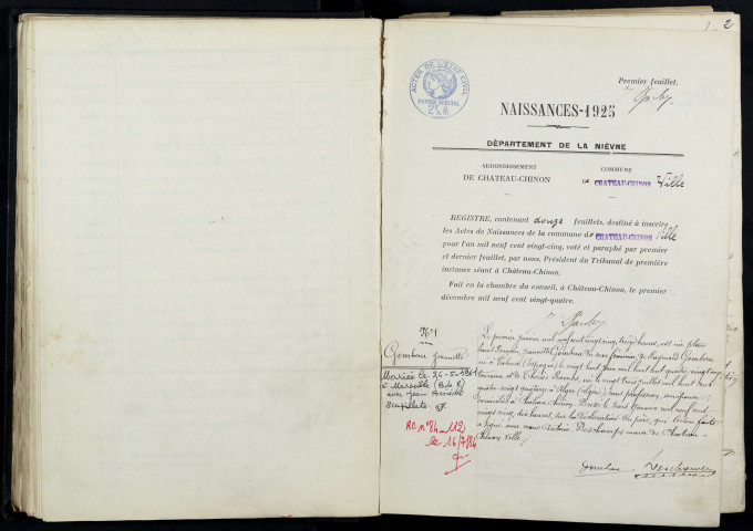 Château-Chinon Ville : actes d'état civil.