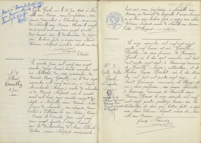 Taconnay : actes d'état civil.