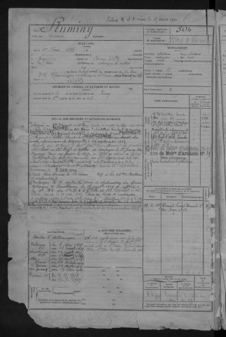 Bureau de Nevers-Cosne, classe 1918 : fiches matricules n° 503 à 936 et 1579 à 1582