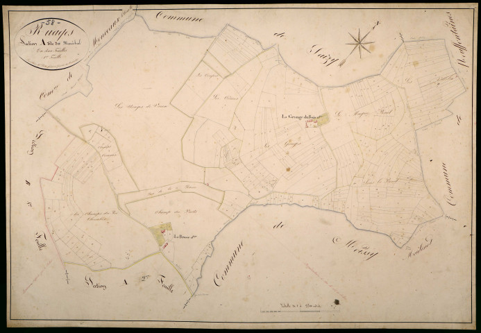 Ruages, cadastre ancien : plan parcellaire de la section A dite du Maréchal, feuille 1