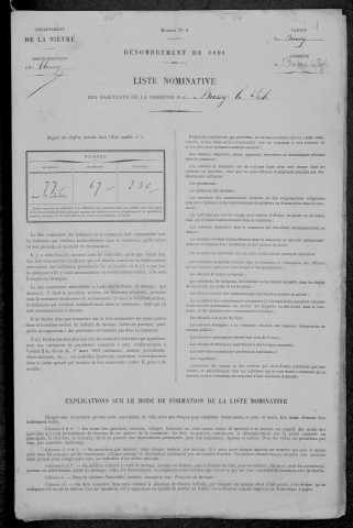 Bussy-la-Pesle : recensement de 1891