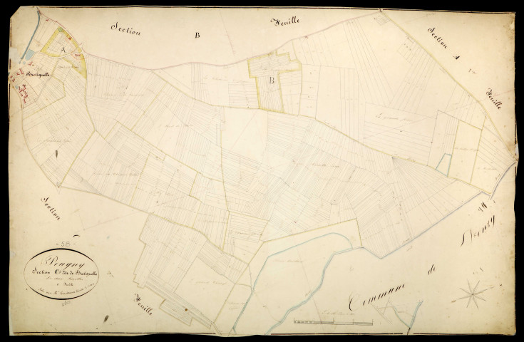 Pougny, cadastre ancien : plan parcellaire de la section C dite de Brétignelles, feuille 1