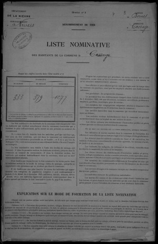 Cossaye : recensement de 1926