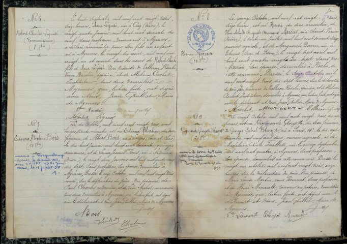 Myennes : actes d'état civil.