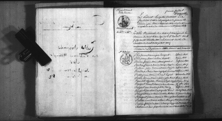 Saint-Hilaire-en-Morvan : tables décennales.