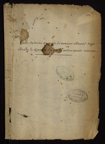 Tenures roturières à Decize et ses environs : terrier figuratif contenant aussi trois dessins parcellaires du domaine de Baugy.