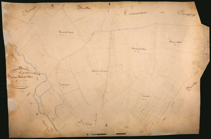 Saint-Martin-sur-Nohain, cadastre ancien : plan parcellaire de la section A dite de Villiers, feuille 2