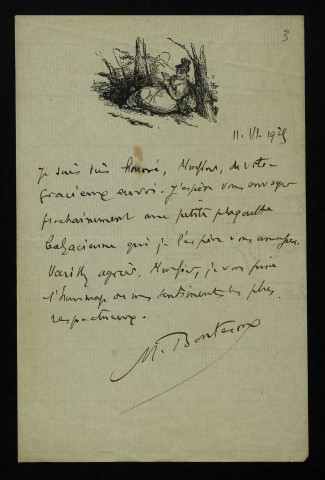 BOUTERON (Marcel), bibliothécaire de l'Institut de France (né en 1877) : 2 lettres.