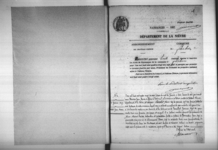 Fâchin : actes d'état civil.
