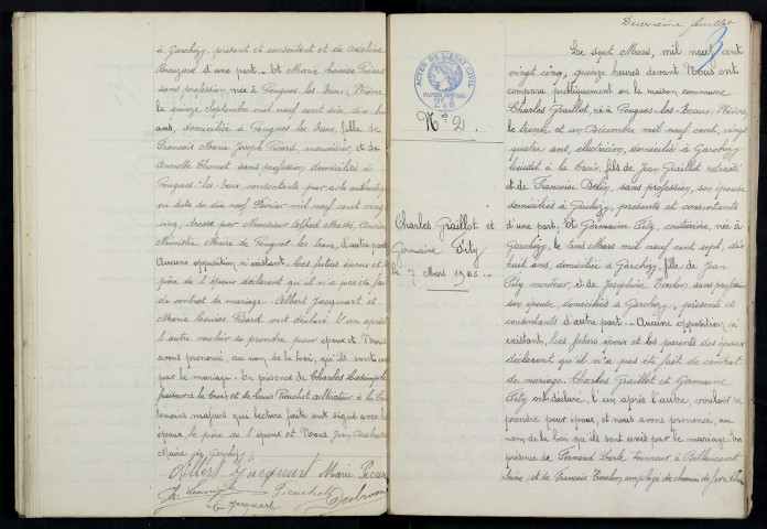Garchizy : actes d'état civil (mariages).