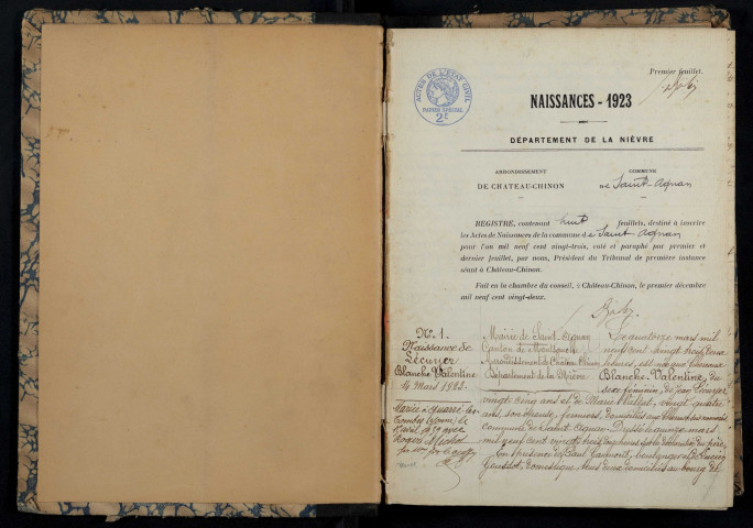 Saint-Agnan : actes d'état civil.