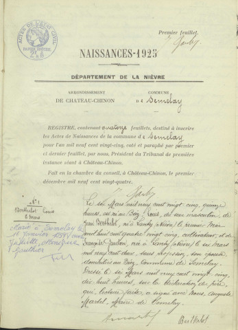 Sémelay : actes d'état civil.