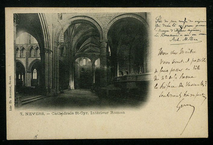 GÉRIN (Marius), professeur de lettres à Nevers, secrétaire de la Société académique du Nivernais (1862-1937) : 148 lettres, manuscrits.