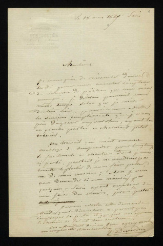 DESJARDINS (Louis Joseph Isnard), graveur (1814-1894) : 14 lettres.