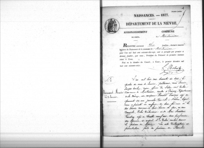 Montenoison : actes d'état civil.