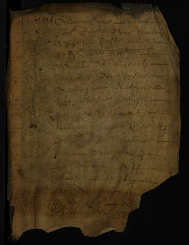 Terrier de Prye, dressé par le notaire Petit pour Antoine de La Grange, chevalier des ordres, seigneur d'Arquian, Prye et Imphy, capitaine de 50 hommes d'ordonnances.