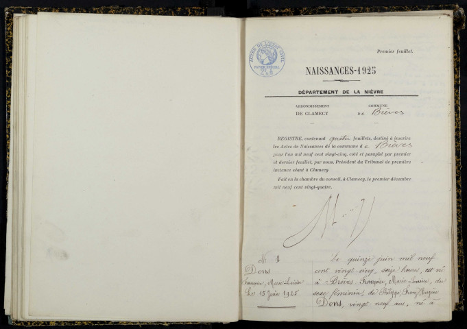 Brèves : actes d'état civil.