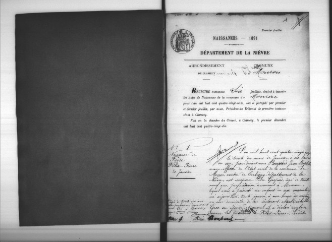 Mouron-sur-Yonne : actes d'état civil.