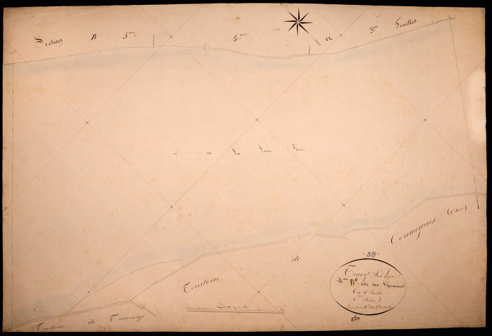 Tracy-sur-Loire, cadastre ancien : plan parcellaire de la section B dite des Girarmes, feuille 6