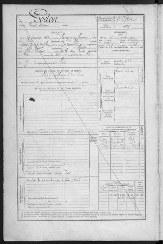 Bureau de Cosne, classe 1888 : fiches matricules n° 493 à 991