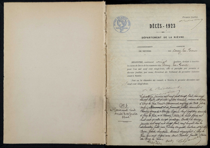 Cercy-la-Tour : actes d'état civil.