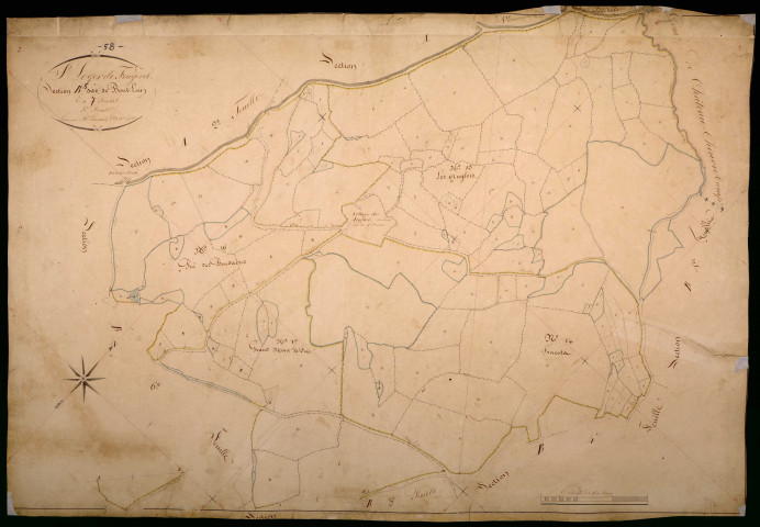 Saint-Léger-de-Fougeret, cadastre ancien : plan parcellaire de la section B dite de Bouteloin, feuille 5