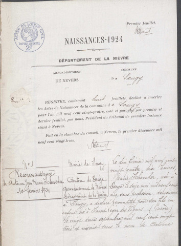 Sougy-sur-Loire : actes d'état civil.