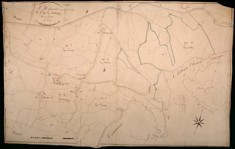 Saint-Hilaire-en-Morvan, cadastre ancien : plan parcellaire de la section C dite de Chaligny, feuille 1