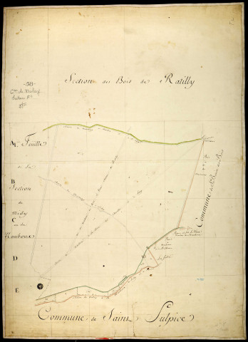 Nolay, cadastre ancien : plan parcellaire de la section F dite du Midi ou de Mauboux, feuille 2