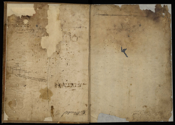 Fief de Contre à Urzy : terrier avec dessin extrait d'un plan parcellaire de 1714.