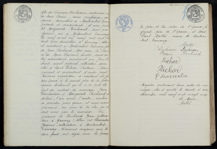 Montambert-Tannay : actes d'état civil.