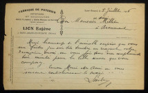 LION (Eugène), potier à Saint-Amand-en-Puisaye (Nièvre) : 3 lettres.