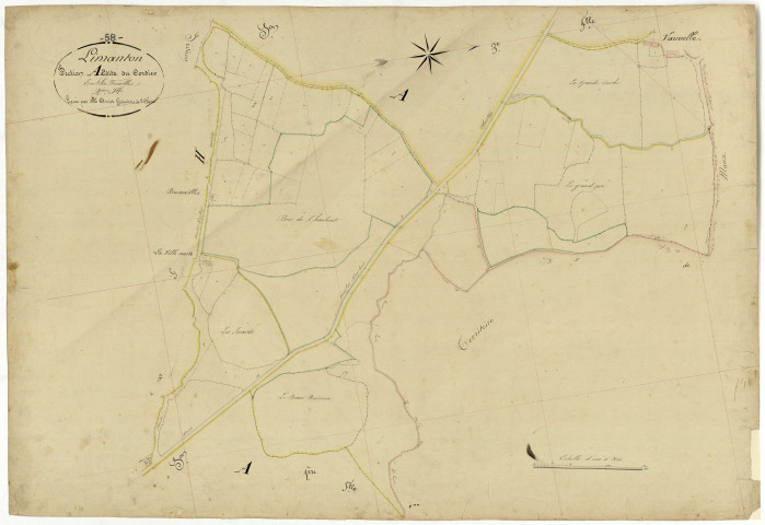 Limanton, cadastre ancien : plan parcellaire de la section A dite de Cordier, feuille 2
