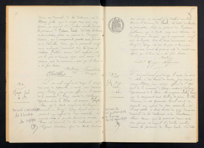 Epiry : actes d'état civil.