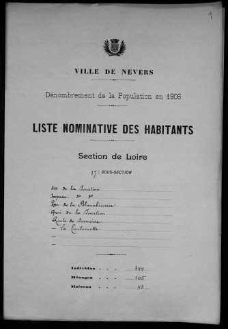 Nevers, Section de Loire, 17e sous-section : recensement de 1906